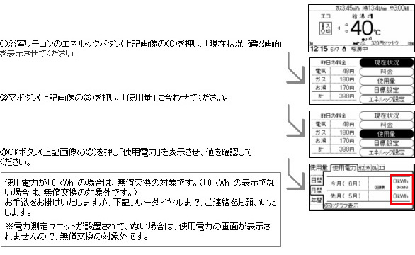 【使用電力表示の確認方法】