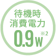 待機時消費電力 0.9W