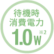 待機時消費電力 1.0W