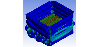 1次熱交換器の構造解析モデル（熱応力分布の可視化）