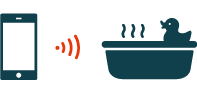 家中どこにいても、スマートフォンの専用アプリから給湯機器を操作できます。