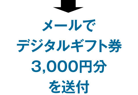 メールでデジタルギフト券3,000円分を送付